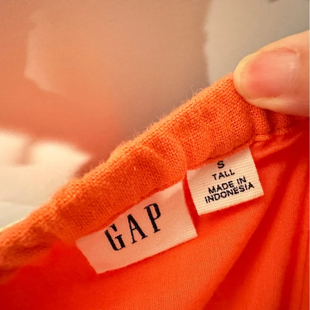 GAP Drop Waist Coral Linen Blend  Maxi Dress Small Tall‎ - Picture 3 of 11